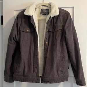 Gray Corduroy Jacket with White faux Sherpa Lining